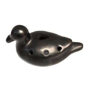 VTG Handmade Clay Duck Ocarina • Decorative Bird Vessel Flute Whimsical Folk Art